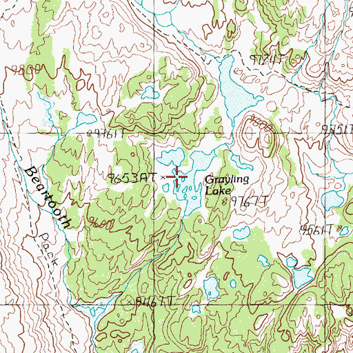 Topographic Map of Grayling Lake, WY
