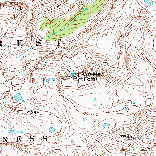 Topographic Map of Greeley Point, WY