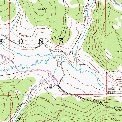 Topographic Map of Green Creek, WY