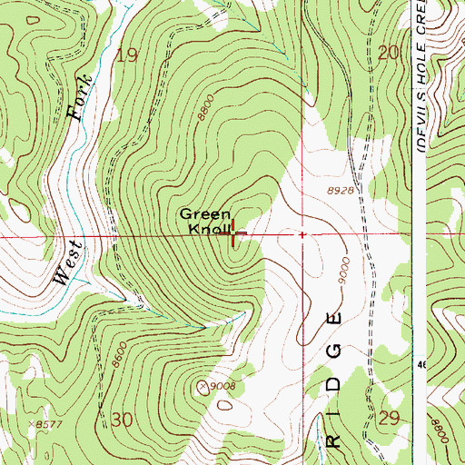 Topographic Map of Green Knoll, WY