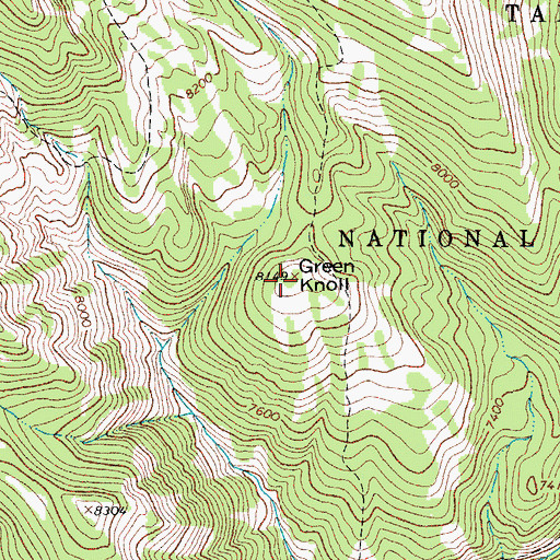 Topographic Map of Green Knoll, WY