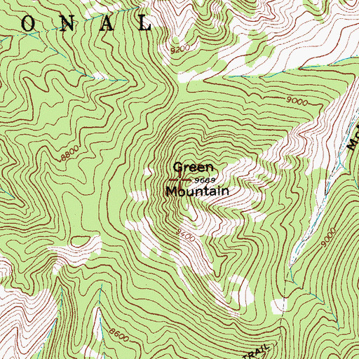 Topographic Map of Green Mountain, WY