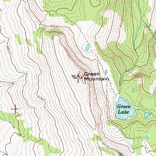 Topographic Map of Green Mountain, WY