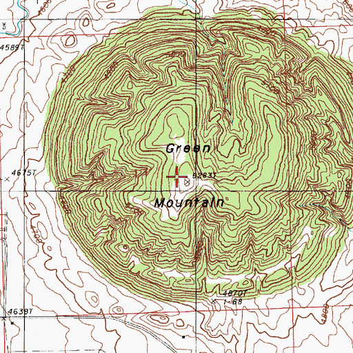 Topographic Map of Green Mountain, WY