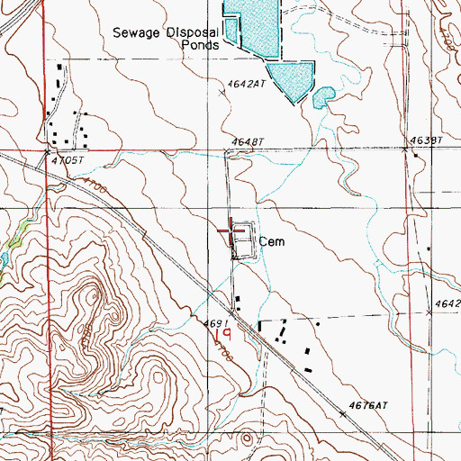 Topographic Map of Green Mountain Cemetery, WY