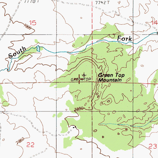 Topographic Map of Green Top Mountain, WY