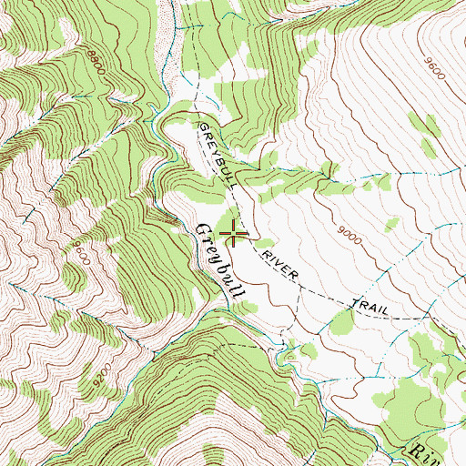Topographic Map of Greybull River Trail, WY