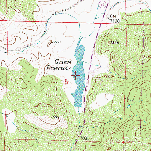 Topographic Map of Grieve Reservoir, WY