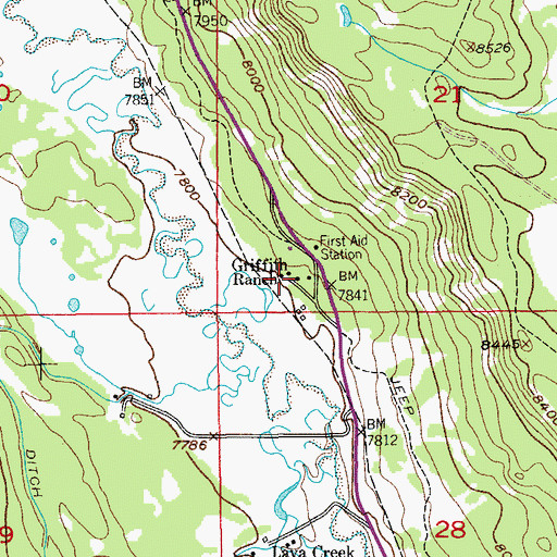Topographic Map of Griffith Ranch, WY