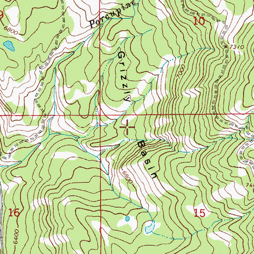 Topographic Map of Grizzly Basin, WY
