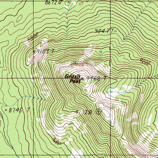 Topographic Map of Grizzly Peak, WY