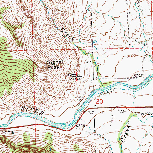 Topographic Map of Grizzly Ranch, WY