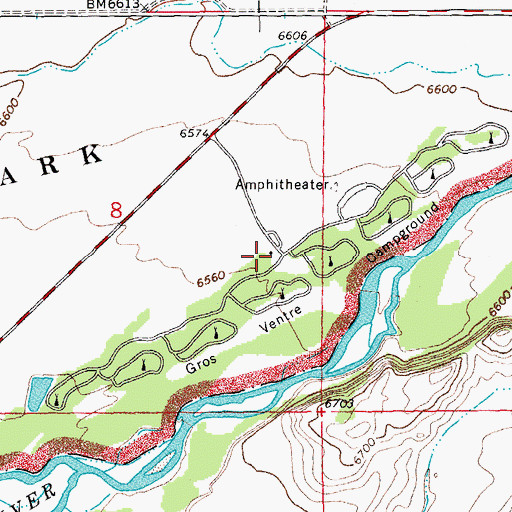 Topographic Map of Gros Ventre Campground, WY