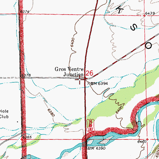 Topographic Map of Gros Ventre Junction, WY