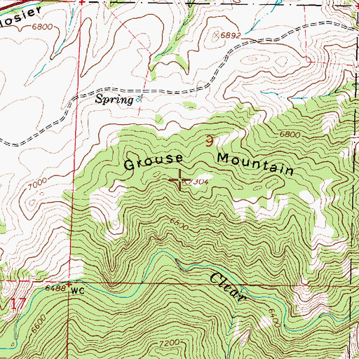 Topographic Map of Grouse Mountain, WY