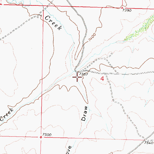 Topographic Map of Grove Draw, WY