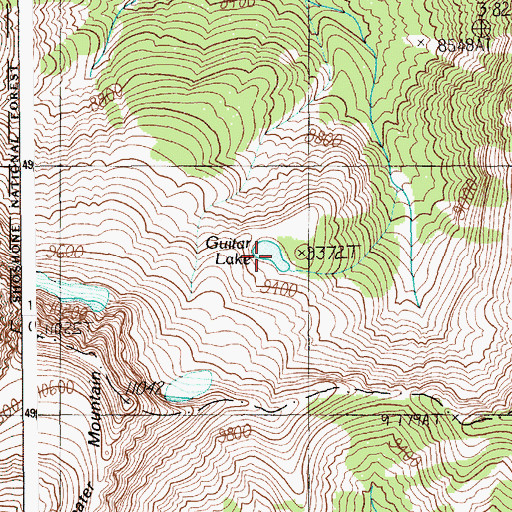 Topographic Map of Guitar Lake, WY