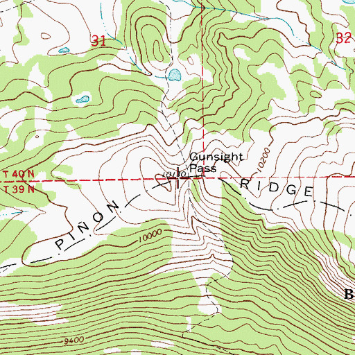 Topographic Map of Gunsight Pass, WY