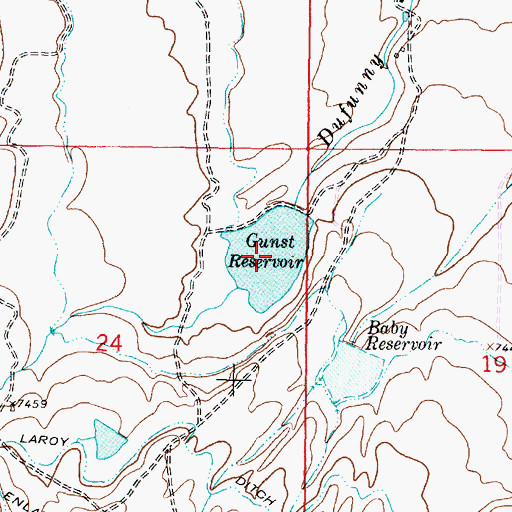 Topographic Map of Gunst Reservoir, WY