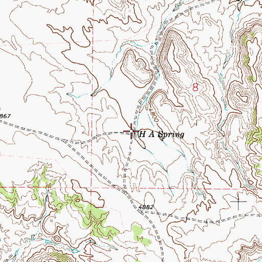 Topographic Map of H A Spring, WY