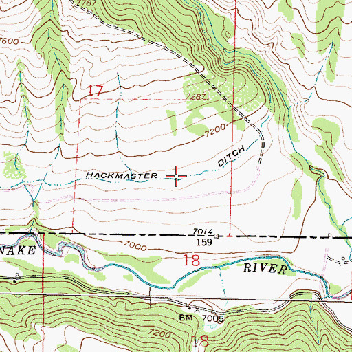 Topographic Map of Hackmaster Ditch, WY