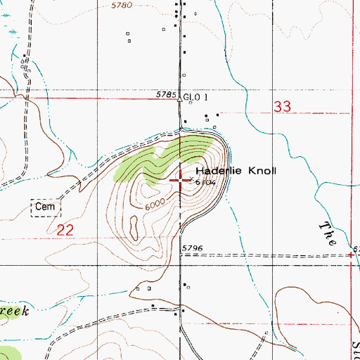 Topographic Map of Haderlie Knoll, WY