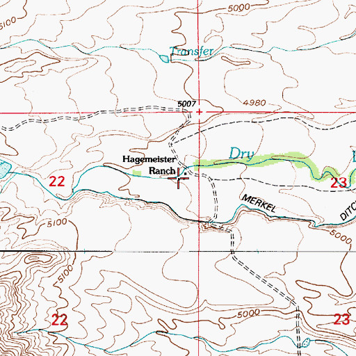 Topographic Map of Hagemeister Ranch, WY