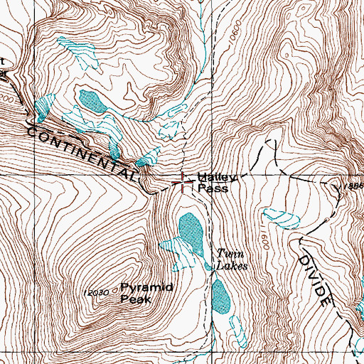 Topographic Map of Haily Pass, WY