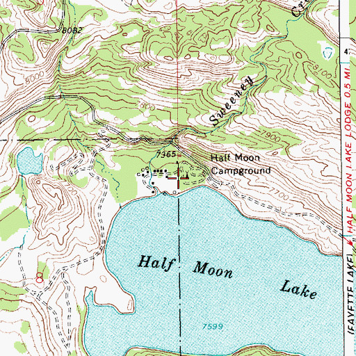 Topographic Map of Half Moon Campground, WY