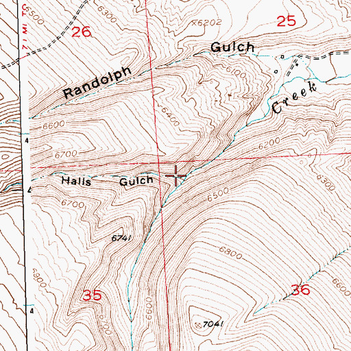 Topographic Map of Halls Gulch, WY