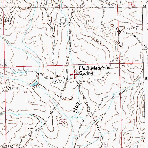 Topographic Map of Halls Meadow Spring, WY