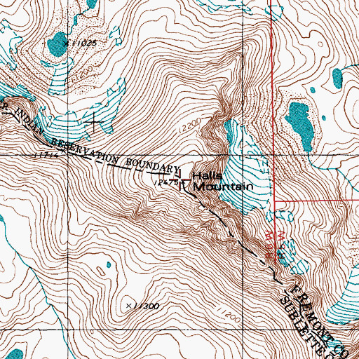 Topographic Map of Halls Mountain, WY
