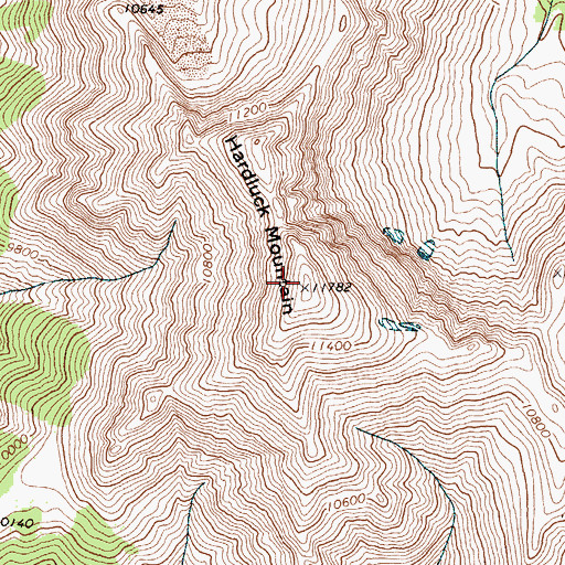 Topographic Map of Hardluck Mountain, WY