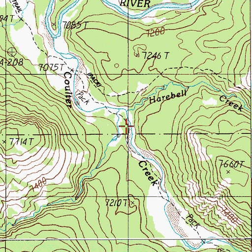 Topographic Map of Harebell Creek, WY