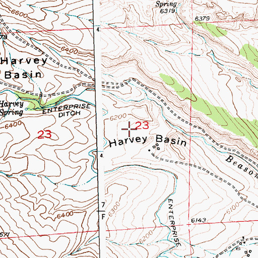 Topographic Map of Harvey Basin, WY