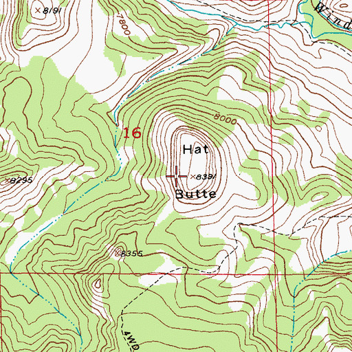 Topographic Map of Hat Butte, WY