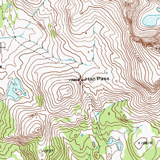 Topographic Map of Hat Pass, WY