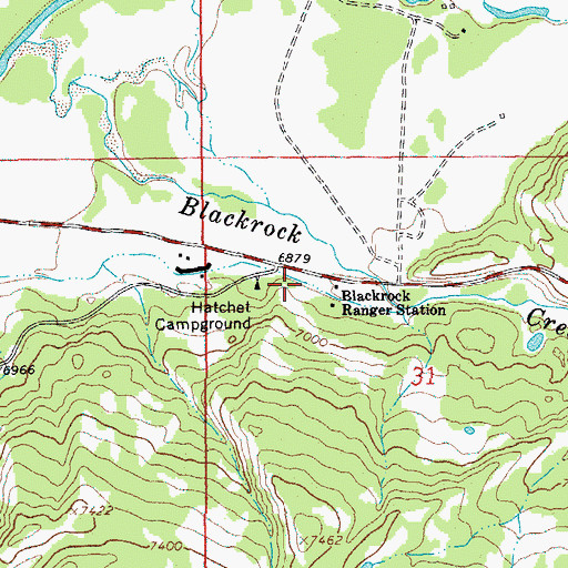 Topographic Map of Hatchet Campground, WY