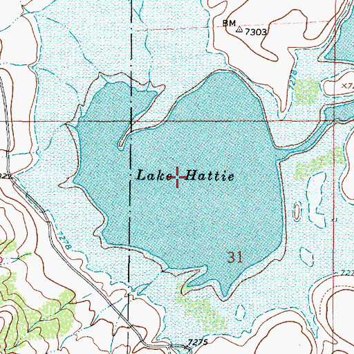 Topographic Map of Lake Hattie, WY