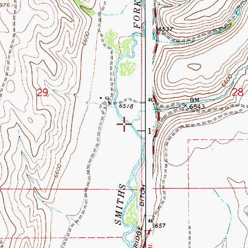 Topographic Map of Hawkins Creek, WY