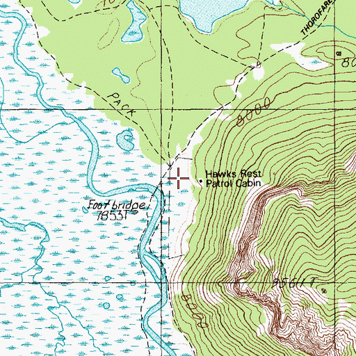 Topographic Map of Hawks Rest Patrol Cabin, WY
