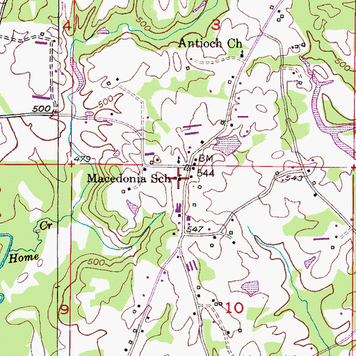 Topographic Map of Macedonia School (historical), AL