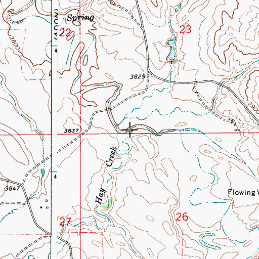 Topographic Map of Hay Creek, WY