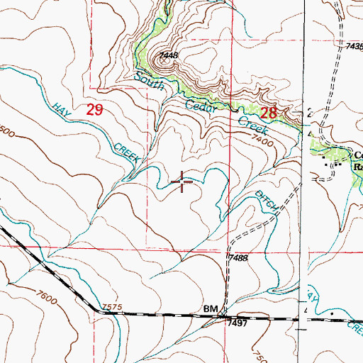 Topographic Map of Hay Creek Ditch, WY