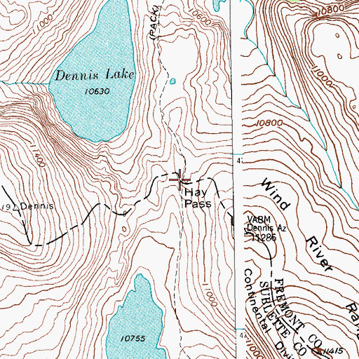 Topographic Map of Hay Pass, WY