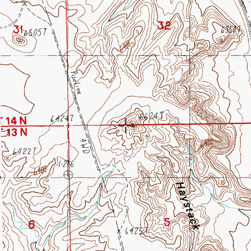 Topographic Map of Haystack Buttes, WY