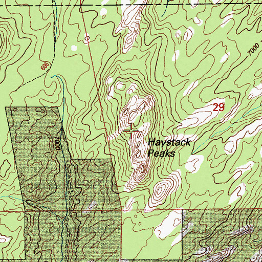 Topographic Map of Haystack Peaks, WY