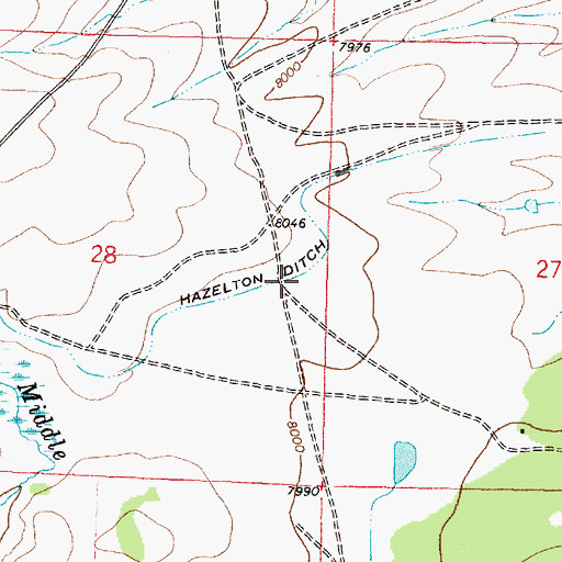 Topographic Map of Hazelton Ditch, WY
