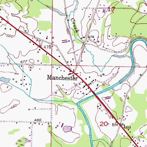 Topographic Map of Manchester, AL
