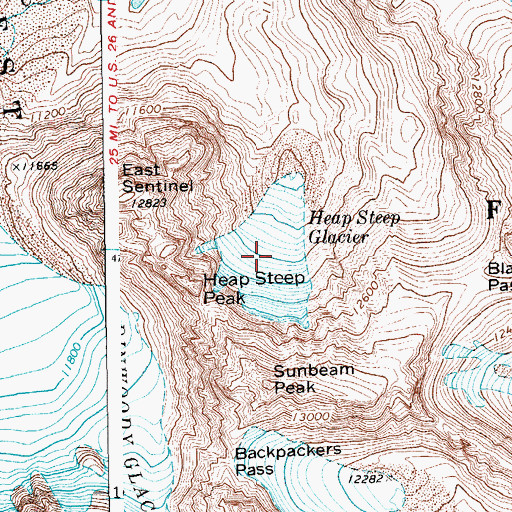 Topographic Map of Heap Steep Glacier, WY